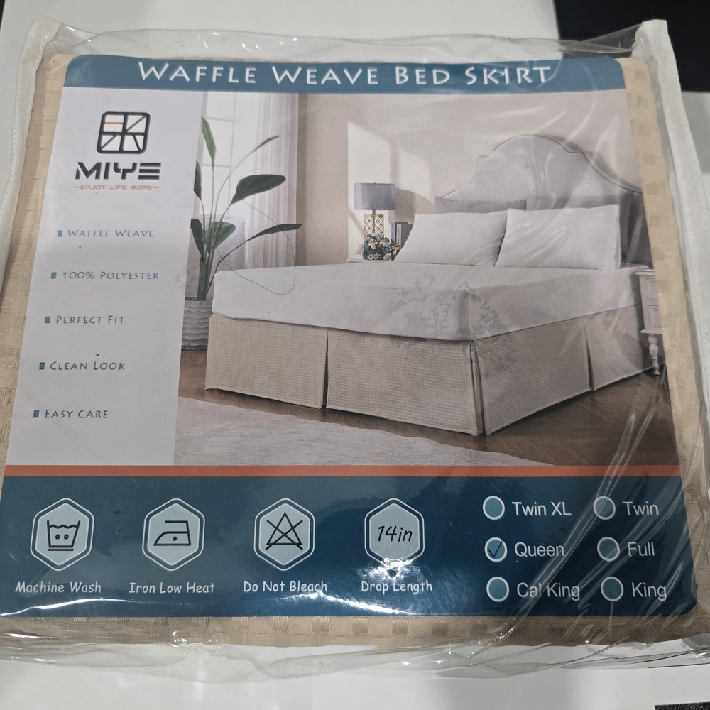 Waffle Weave Bed Skirt - White